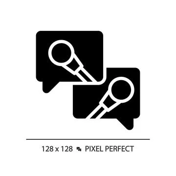 2D glyph style media interview solid icon Stock Illustration