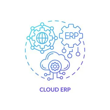 2D gradient cloud ERP line icon concept 스톡 일러스트