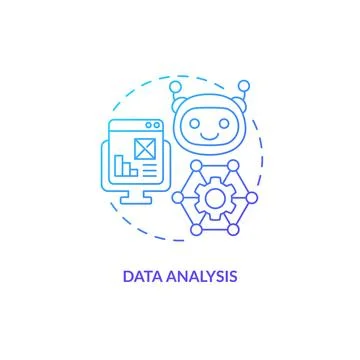 2D gradient data analysis line icon concept Stock Illustration