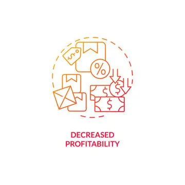 2D gradient decreased profitability line icon concept 库存插图