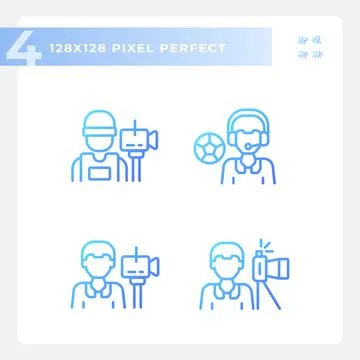 2D gradient journalism icons set Stock Illustration