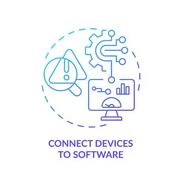 2D gradient linear icon connect devices to software concept Stock Illustration
