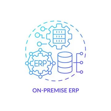 2D gradient on-premise ERP line icon concept Illustrazione stock