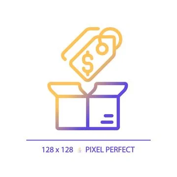 2D gradient pricing label linear icon Illustrazione stock