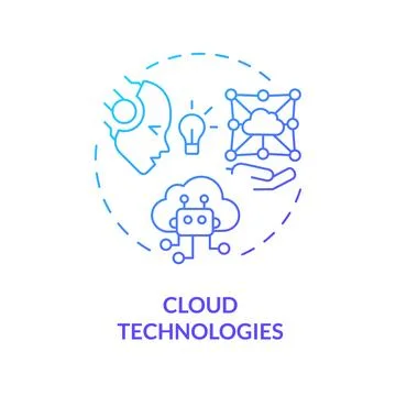 2D gradient thin line icon cloud technologies concept Stock Illustration