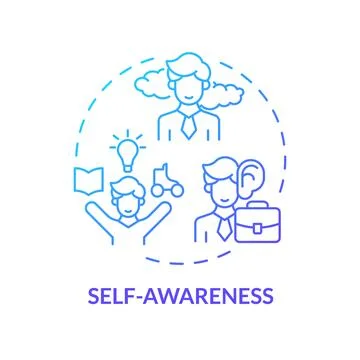 2D gradient thin line icon self awareness concept Stock Illustration