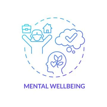 2D gradient thin line icon mental wellbeing concept Stock Illustration