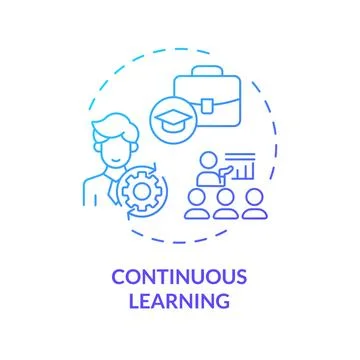 2D gradient thin line icon continuous learning concept Stock Illustration