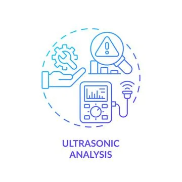 2D gradient thin linear icon ultrasonic analysis concept Stock Illustration