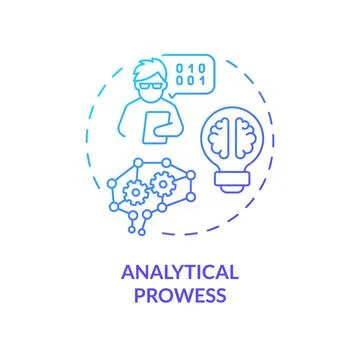 2D gradient thin linear icon analytical prowess concept Illustrazione stock