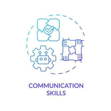 2D gradient thin linear icon communication skills concept Stock Illustration