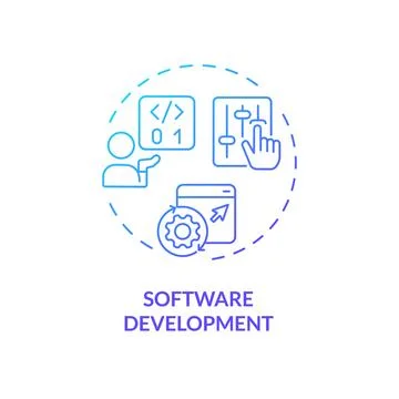 2D gradient thin linear icon software development concept Illustrazione stock
