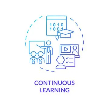2D gradient thin linear icon continuous learning concept 스톡 일러스트