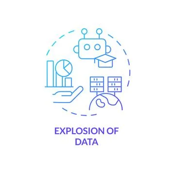 2D gradient thin linear icon explosion of data concept イラスト素材