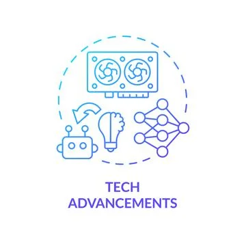 2D gradient thin linear icon tech advancements concept Stock Illustration