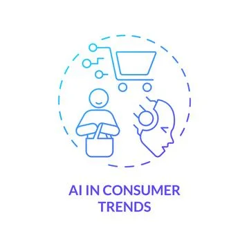 2D gradient thin linear icon AI in consumer trends concept Stock Illustration