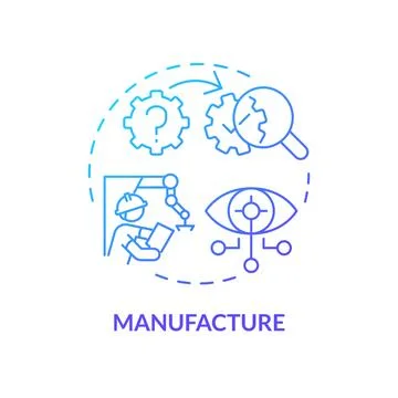 2D gradient thin linear icon manufacture concept Illustrazione stock