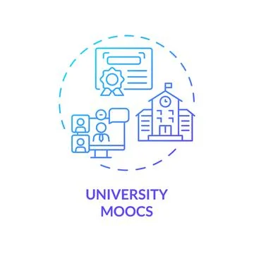 2D gradient thin linear icon university MOOCs concept Illustrazione stock