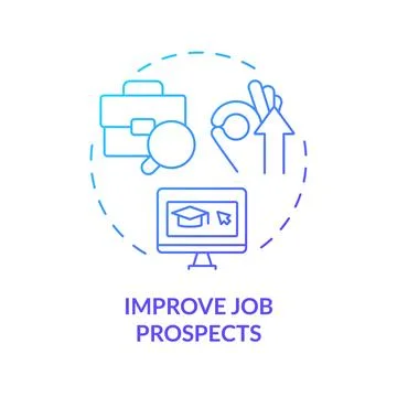 2D gradient thin linear icon improve job prospects concept Stock Illustration