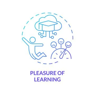 2D gradient thin linear icon pleasure of learning concept Stock Illustration