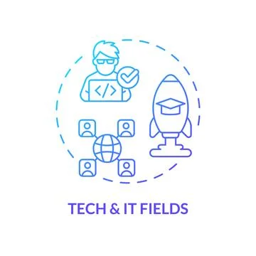 2D gradient thin linear icon tech and IT fields concept Stock Illustration