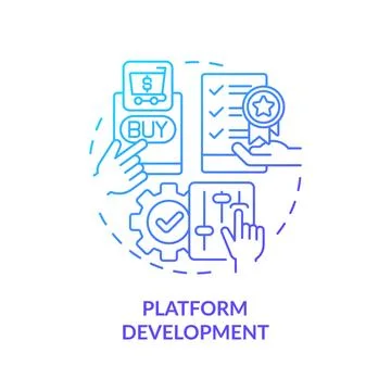 2D gradient thin linear icon platform development concept Stock Illustration