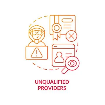 2D gradient unqualified providers linear icon concept Stock Illustration