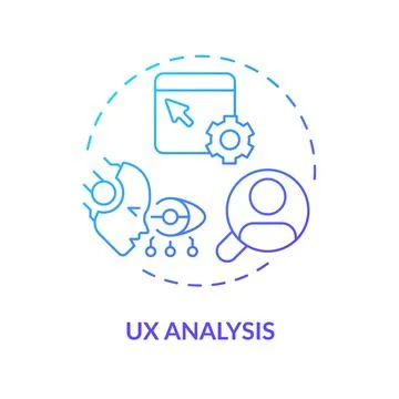 2D gradient UX analysis line icon concept Ilustração Stock
