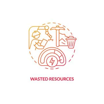 2D gradient wasted resources line icon concept Illustrazione stock