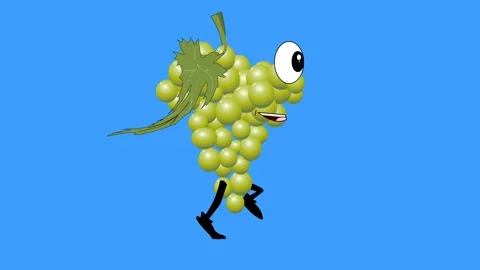 2d grape Animated Character on blue screen Stock Footage 242740713