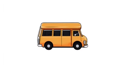 2d Graphic yellow school bus on a white background. Stock Footage 284246838