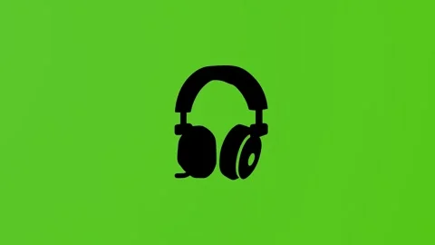 2D graphics black headphones isolated on a green background Stock Footage 282663275