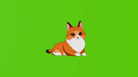 2d graphics of a red cat isolated on a green screen Stock Footage 283013914