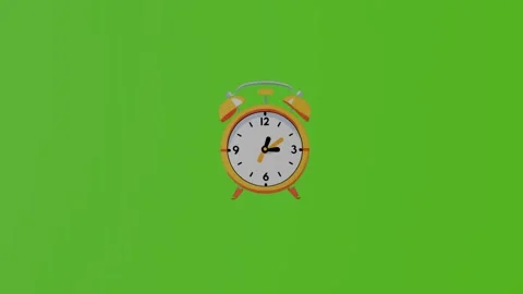 2d graphics of a yellow antique clock with an alarm clock green screen Stock Footage 283013986