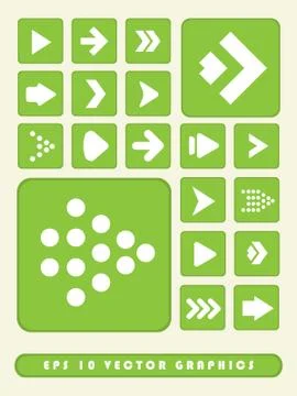 2D Green Arrow Icon Set Background Stock Illustration