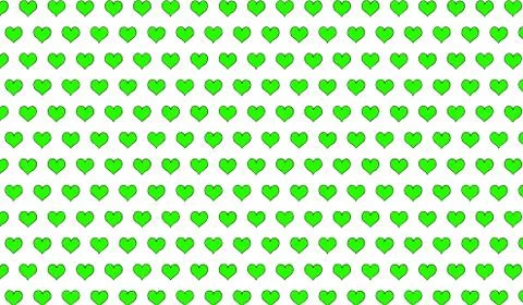 2d green pattern of cartoon hearts on isolated background Stock Illustration