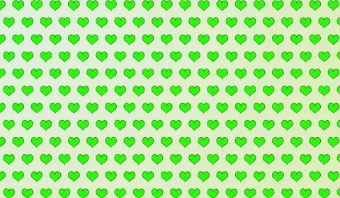2d green pattern of cartoon hearts on isolated background Stockillustratie