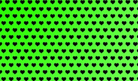 2d green pattern of cartoon hearts on isolated background Stock Illustration