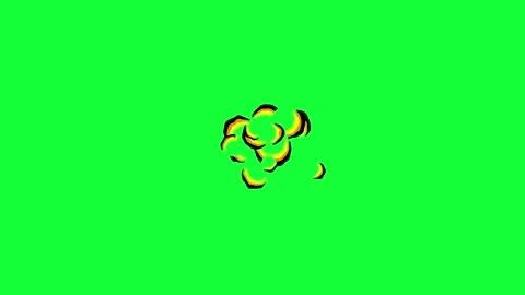 2D Ground Explosion Animation - Stylized Smoke Blast Green Screen Video stock 333820673