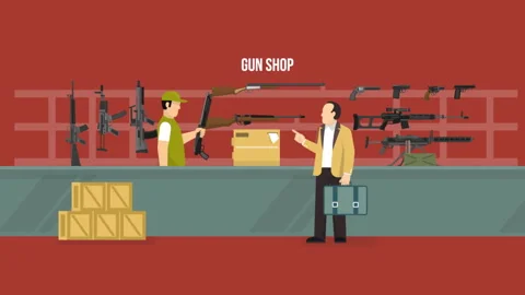 2d Gun Shop Animation Background Video stock 260844870