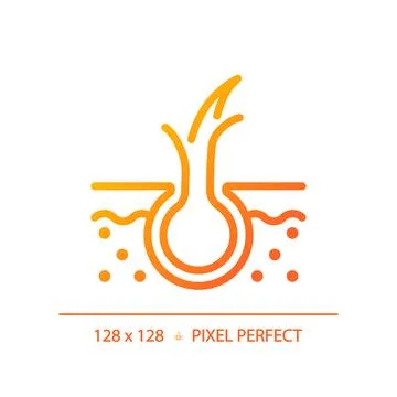 2D hair split ends thin linear gradient icon Stock Illustration