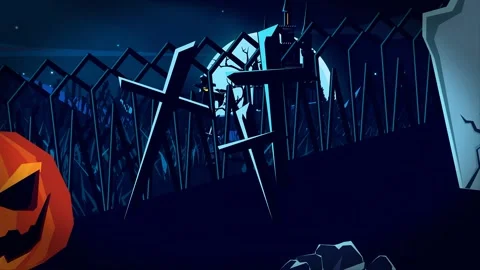 2d Halloween Witch, Scarecrow, Corpse Hand, Pumpkin Stock-Footage 264048544