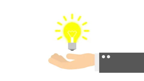 2D Hand With Bulb Icon Background Stock Footage 260840555