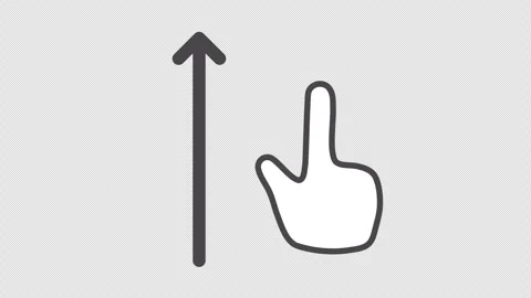 2D Hand Cursor Swipe Up Arrow Gesture 4K Loop Alpha Stock Footage 338441197