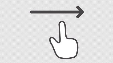 2D Hand Cursor Swipe Right Arrow Gesture 4K Loop Alpha Stock Footage 339062702