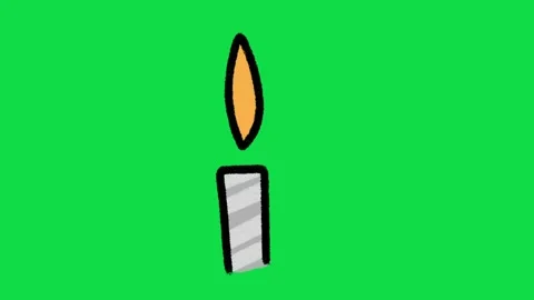 2D Hand Drawn Animated Birthday Candle Overlay on Green Screen Background Video stock 344809721