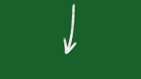 2D Hand Drawn Animated Downward Pointing Arrow on Green Screen Stock Footage 334579489