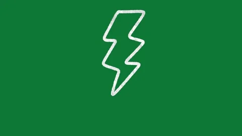 2D Hand Drawn Animated Lightning Bolt Power Flash on Green Screen Vidéo 334579543