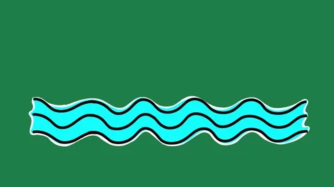 2D Hand Drawn Animated Ocean Water Waves on Green Screen Stock Footage 334579495