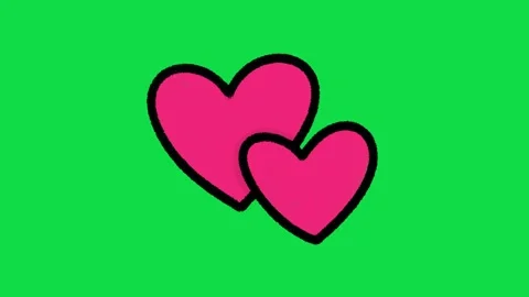 2D Hand Drawn Animated Pink Hearts Overlay on Green Screen Background Stock Footage 344809694